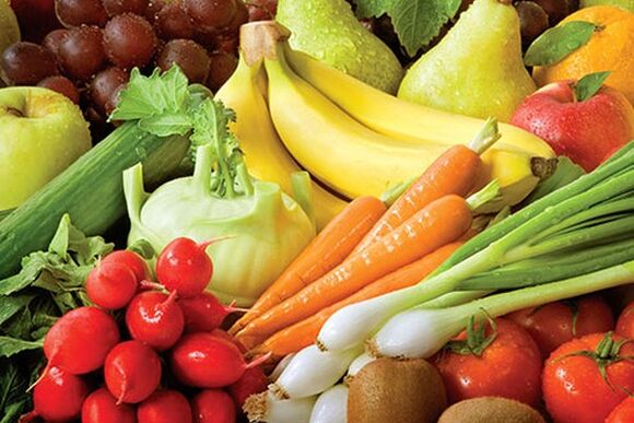 verduras e froitas frescas para aumentar a potencia